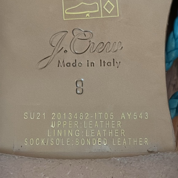 J. Crew New Green Leather Capri Braided Strap Flip Flop Sandals Size 8 - Picture 8 of 8